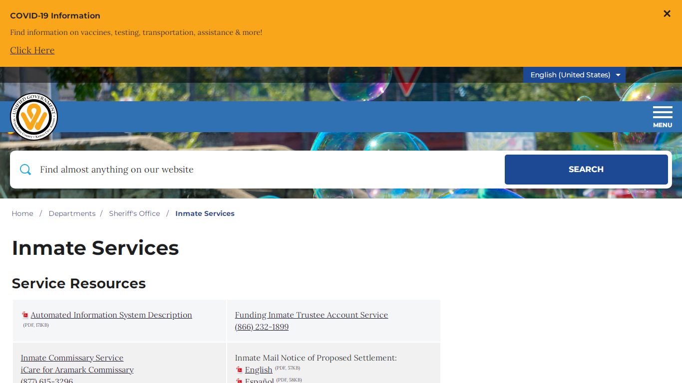 Inmate Services – Unified Government of Wyandotte County and Kansas City